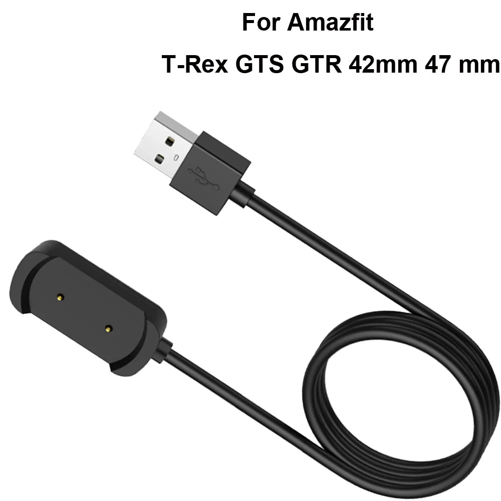 100cm USB Charging Cable For Xiaomi Huami Amazfit T-Rex/GTS/GTR 42MM/GTR 47mm Charger Cradle Stand Fast Charging Power Cable