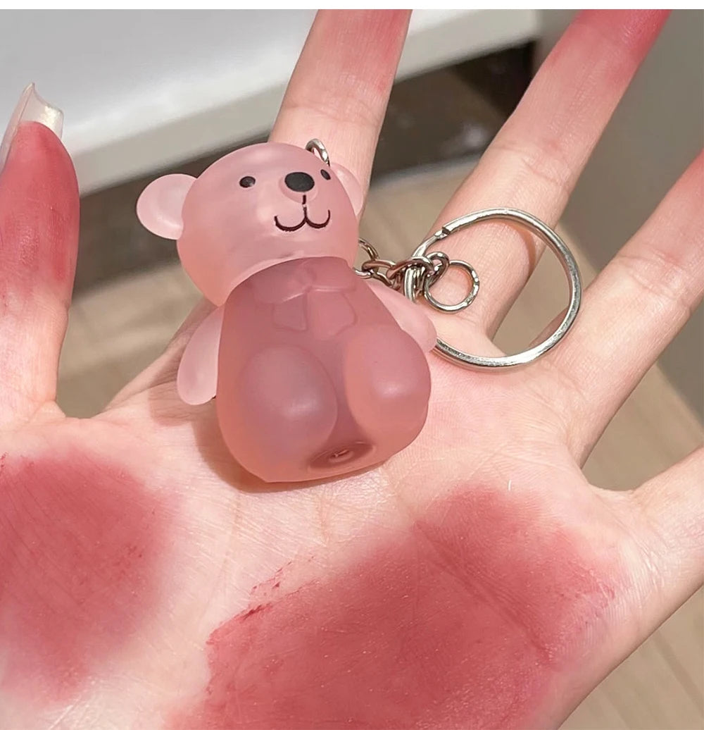 ART VALUE Cute Bear Liquid Lipstick Keychain Matte Nude Sexy Red Lipgloss Lasting Non-stick Cup Lipstick Makeup Lip Stain Tint