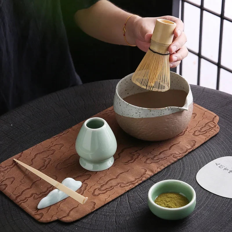 4pcs 6Pcs Handmade Home Easy Clean Matcha Tea Set Tool Stand Kit Bowl Whisk Scoop Gift Ceremony Traditional Japanese Accessories