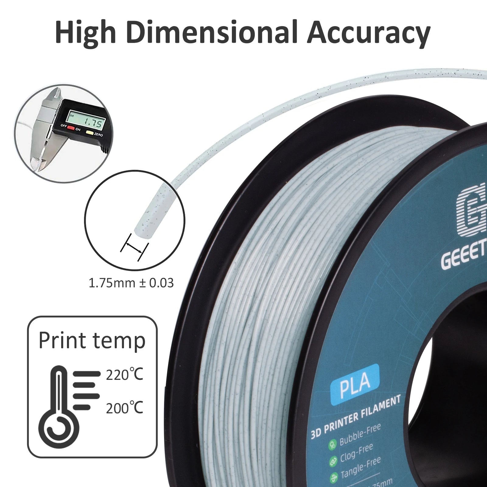 Geeetech 5Kg Like Marble PLA 3D Printer Filament Plastic 1.75mm,Tangle-Free, 3d printing wire materialsvacuum packaging