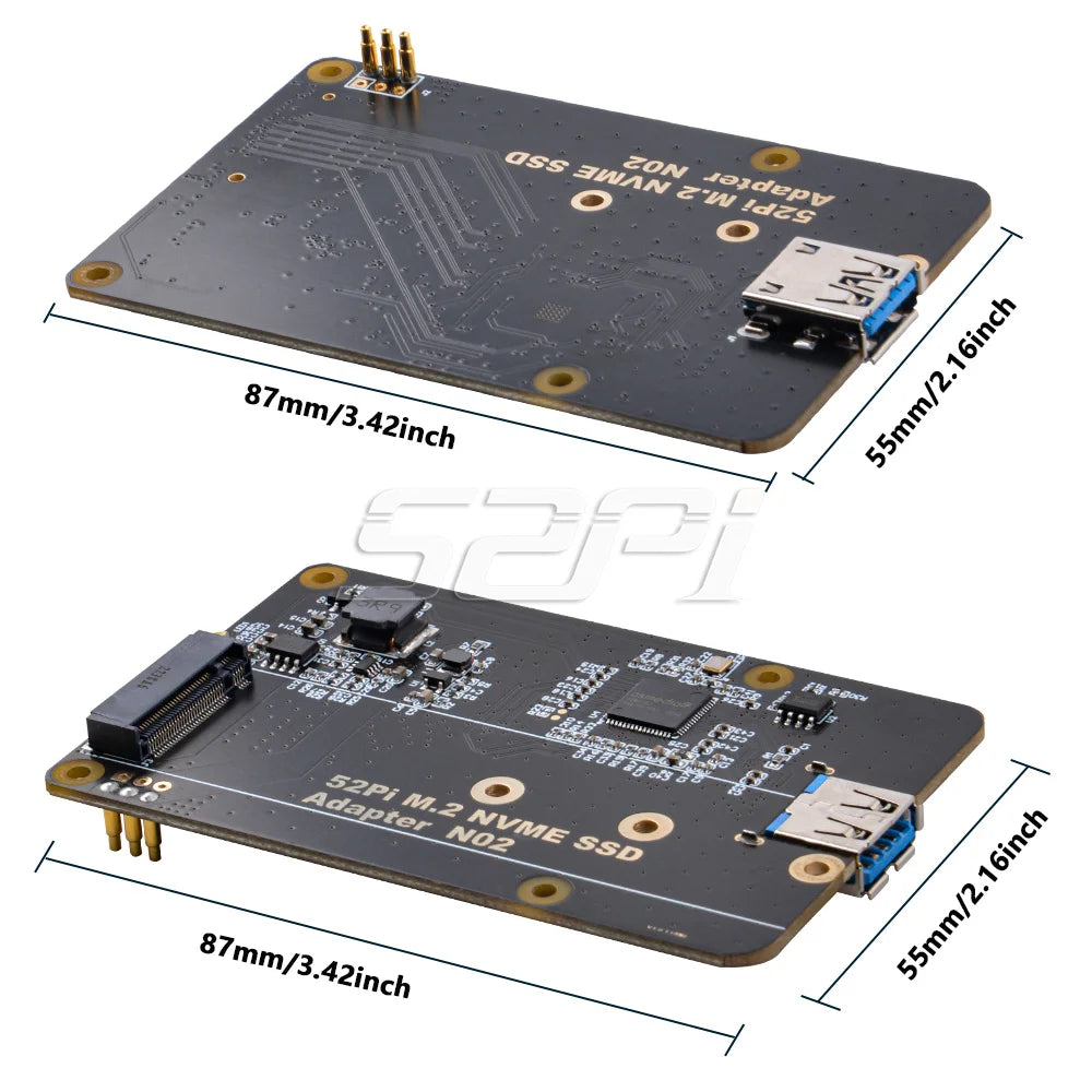 52Pi Raspberry Pi 4 Model B M.2 NVME SSD Adapter Board N02