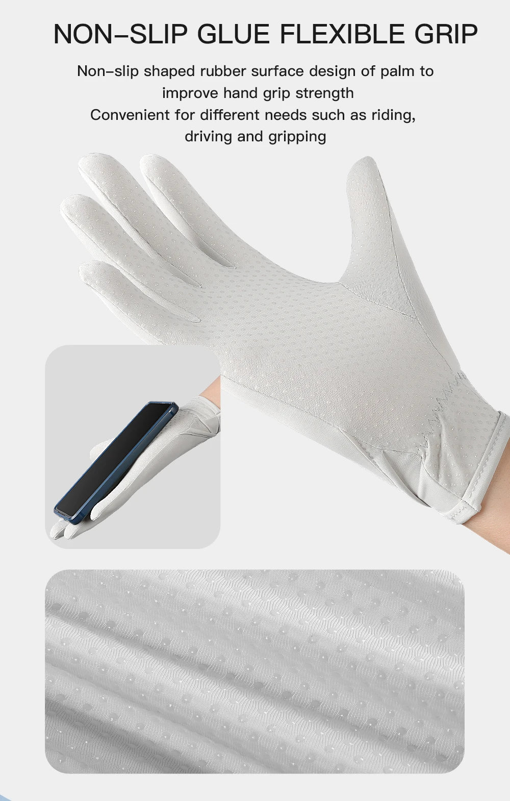 Sunscreen gloves Thin Ice Silk Women's for Women and Men Driving Electric Motorcycles Fishing UV Protection, Anti Slip,ventilate