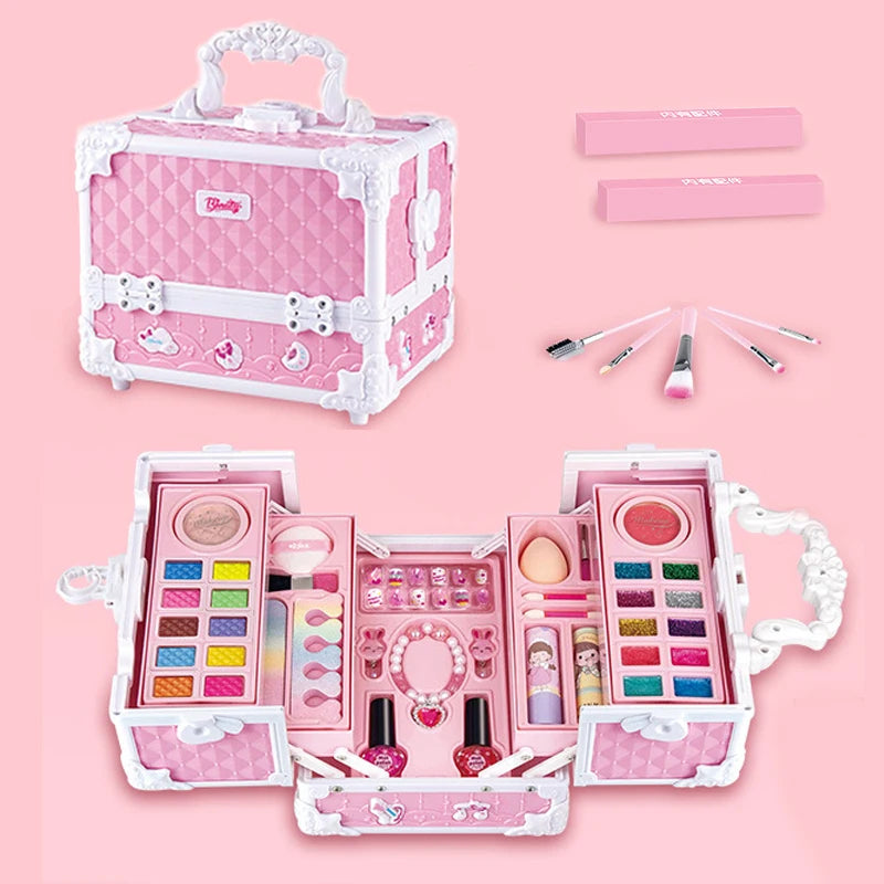Children Makeup Kit for Girls Lipstick Makeup Cosmetics Pretend Play Pink Unicorn Princess Washable Safe Makeup Kid Toy Gift
