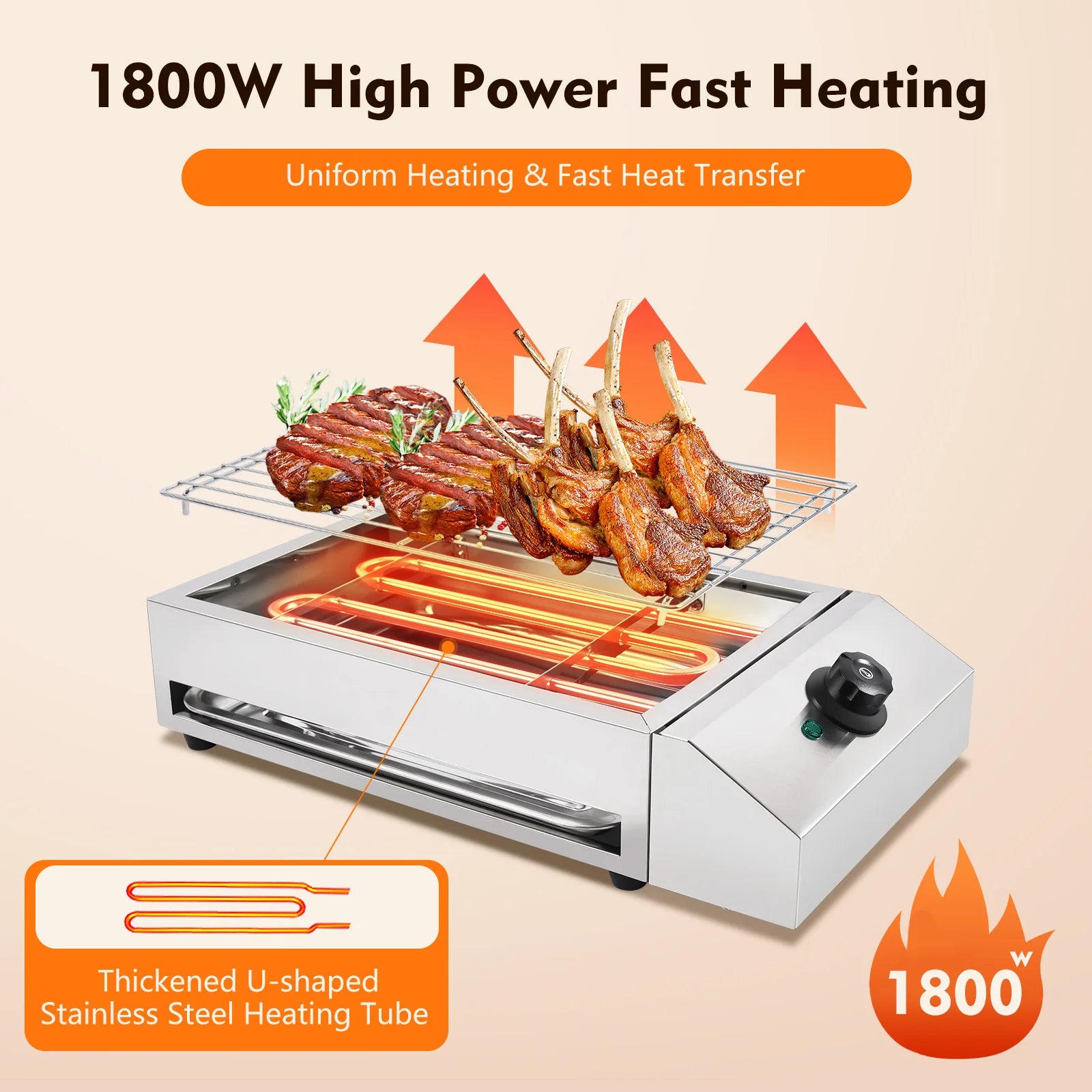 Family Smokeless Grill 1800W 110V Stainless Steel Electric Smokeless Barbecue Oven Grill For Restaurant BBQ Equipment