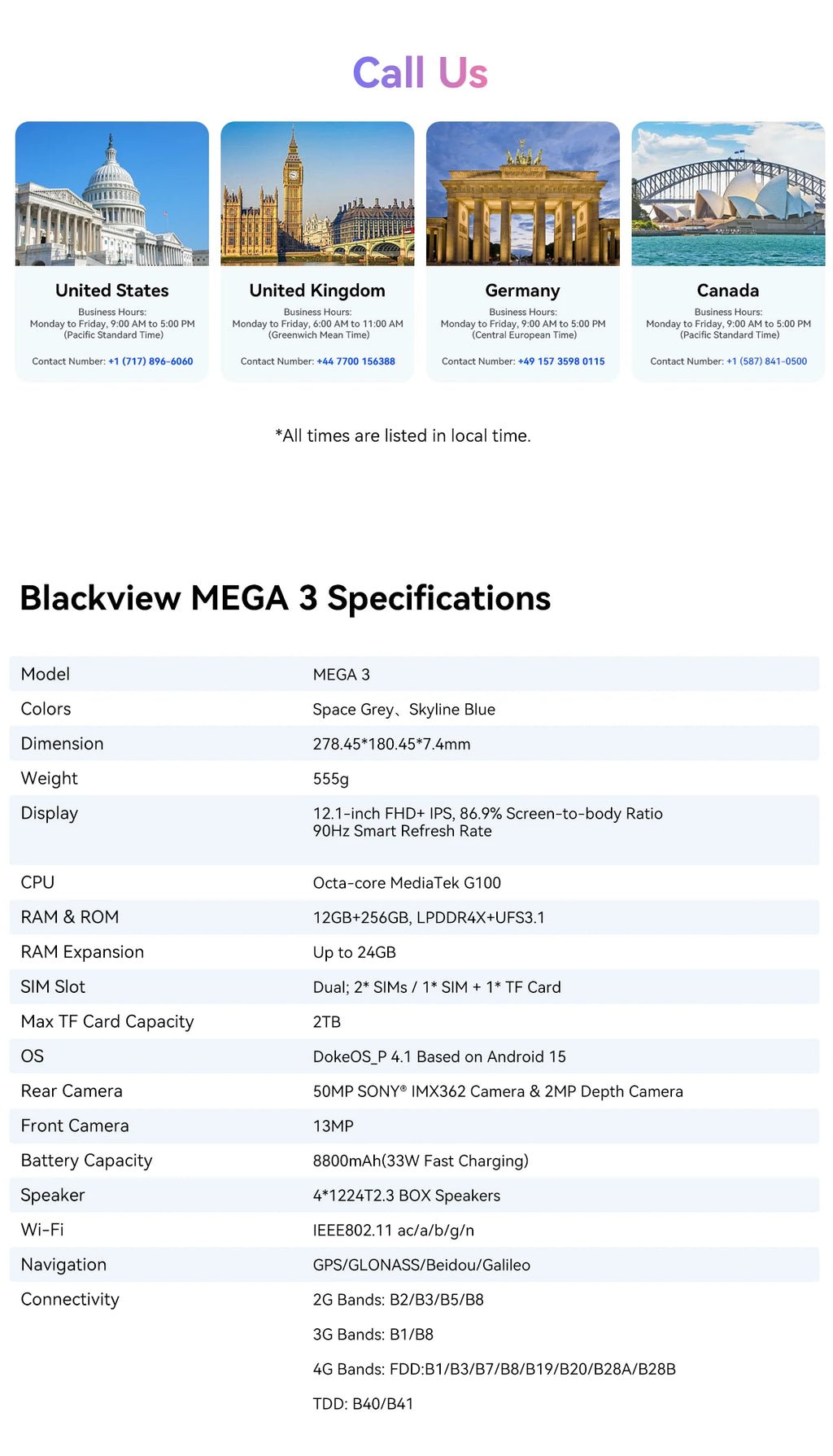 Blackview MEGA 3 Tablet SET 12.1" 2.5K FHD+ Display MTK G100 Octa core 12GB 256GB 8800mAh 50MP Camera 33W Charger Android 15 Pad