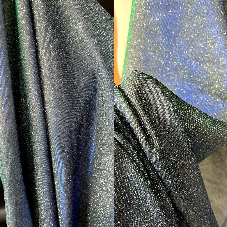 Colorful Blue Gradient Glitter Fabric Elastic Knitting By The Meter for Clothes Performance Dress Diy Sewing Designer Cloth Gold