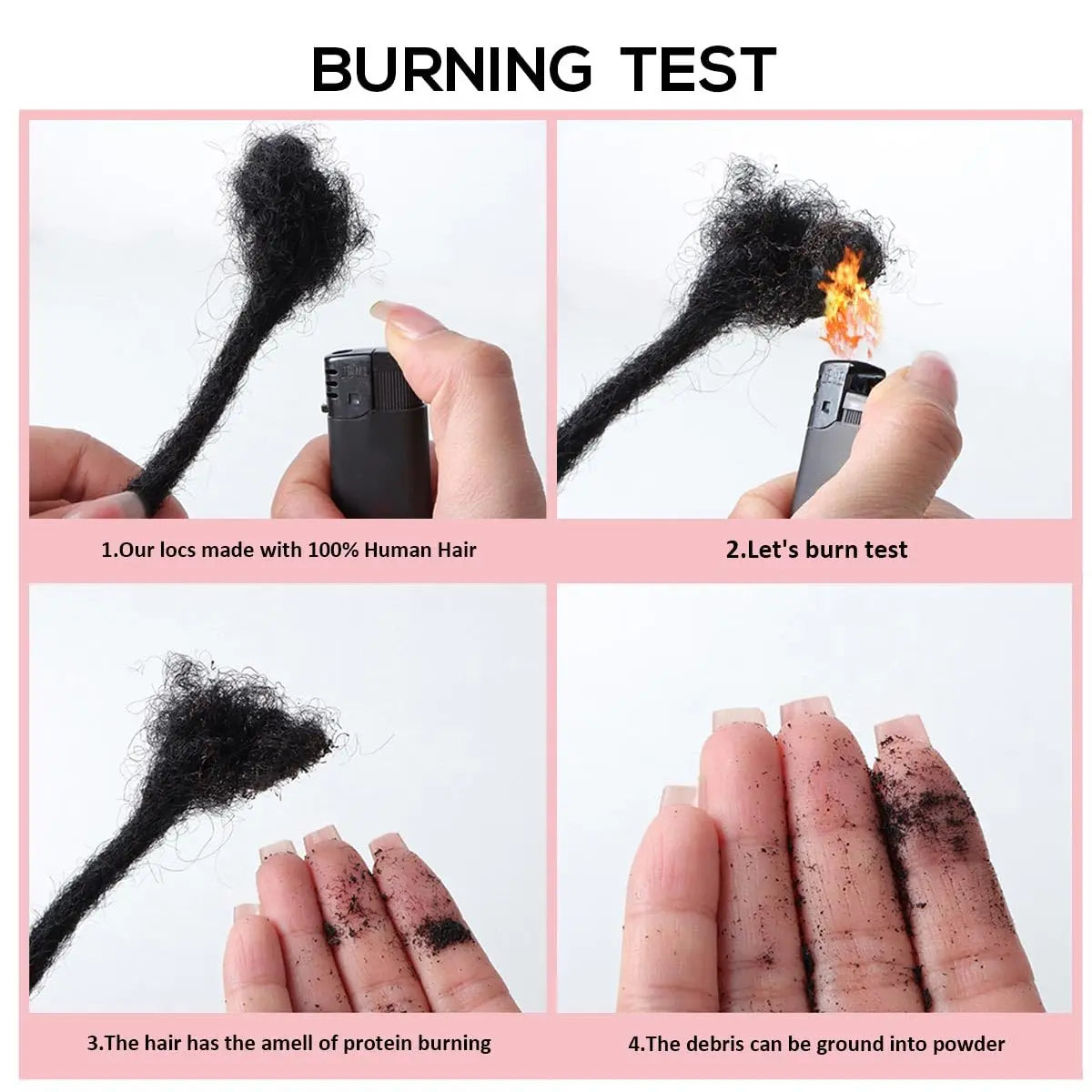 Human Hair Dreadlock Extension 0.6cm Width 4-20inch Real Human Hair Bulk Permanent Loc Extensions Wholesale for Men/Women