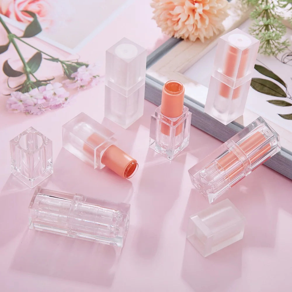 3.6g Empty Mini Square Lip balm Tubes Clear Lip stick Containers Plastic Liquid Lipstick Bottle Cosmetics Packing