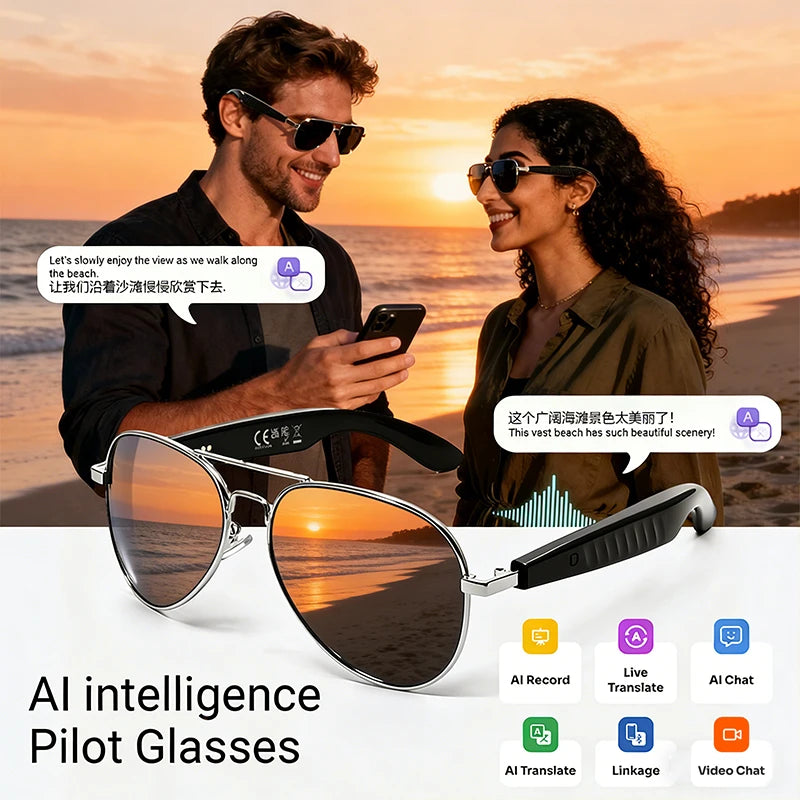 2026 New 800W Pixel Camera Smart Glasses Video Recording AI Photo Recognition Bluetooth Call Voice Translation Sunglasses Man