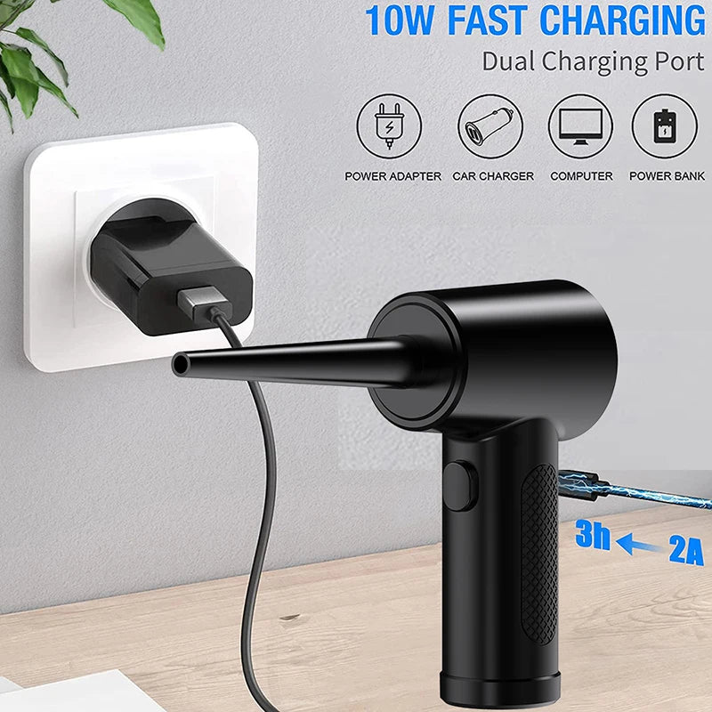 Protable Air Duster for Computer Cleaning 51000RPM Cordless Compressed Air Blower with LED Light for PC computers Keyboard Clean