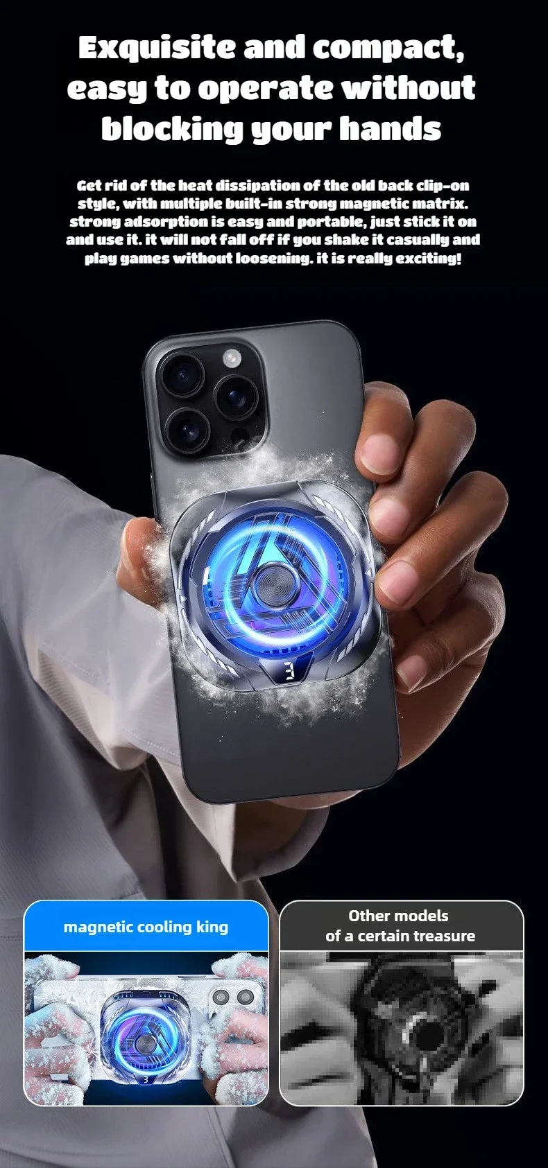 Magnetic Back clip Mobile Phone Cooler Silent Semiconductor Cooling Radiator Phones The Ultimate Summer Cooling Gadget