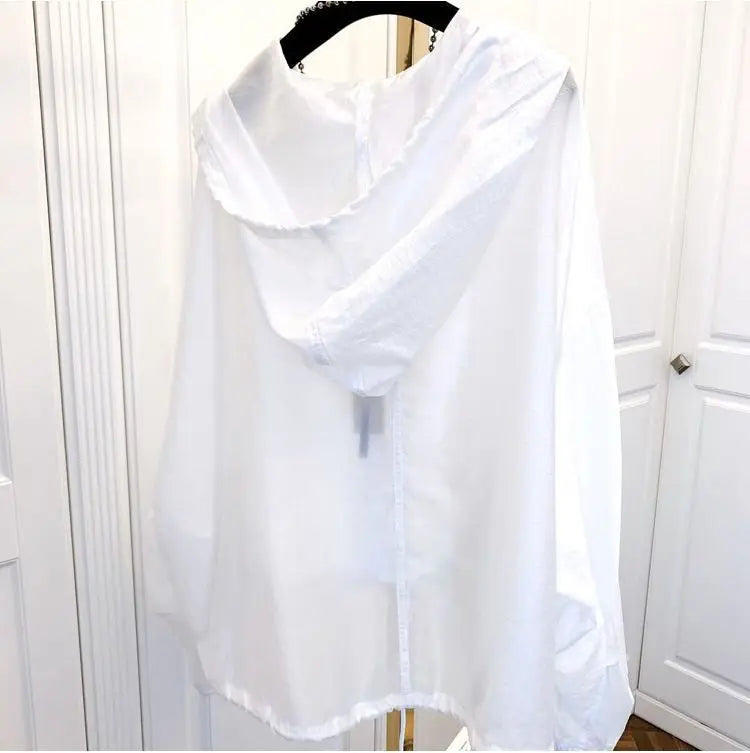 2025 New Ice Silk Thin Sunscreen Coat Women's Jacket Loose Sun Protection Shirt Hooded Top Summer Breathable Lightweight Shirt