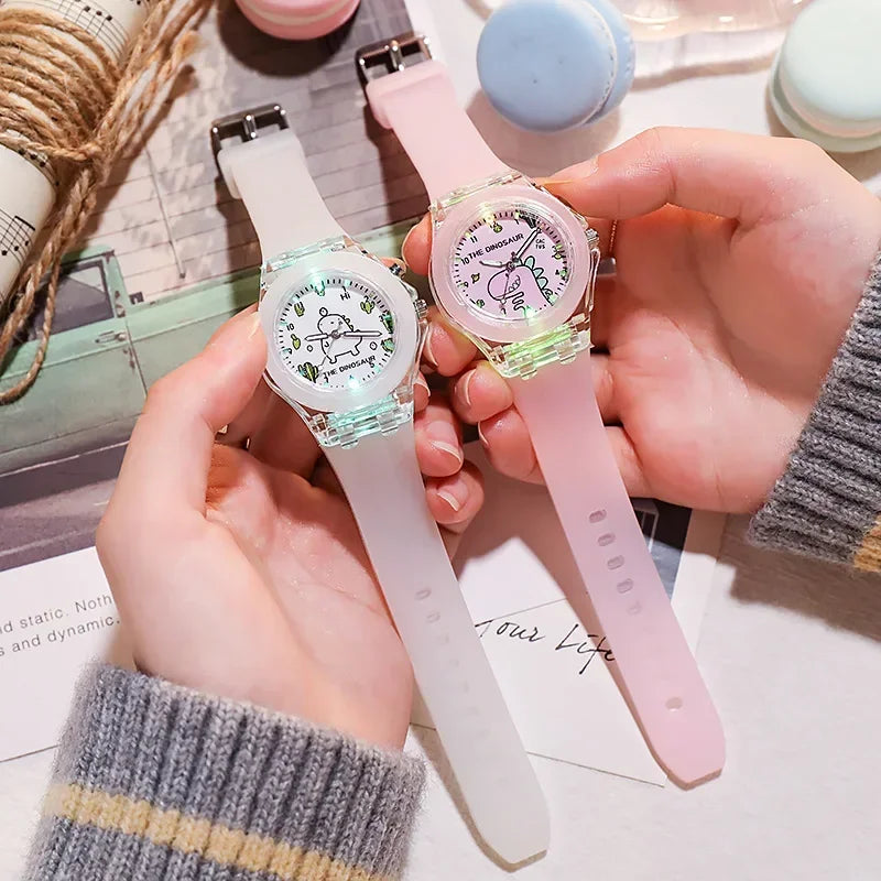 Children's Watch Cute Cartoon Watches Luminous Silicon Strap Boys Kids Students Fashion Quartz Wristwatches
