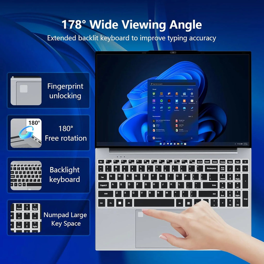 New Arrival 15.6 Inch Intel Core i9-9900 Backlight Keyboard Laptops Fingerprint Unlock 16GB 1TB SSD Gamer Computer Notebook PC