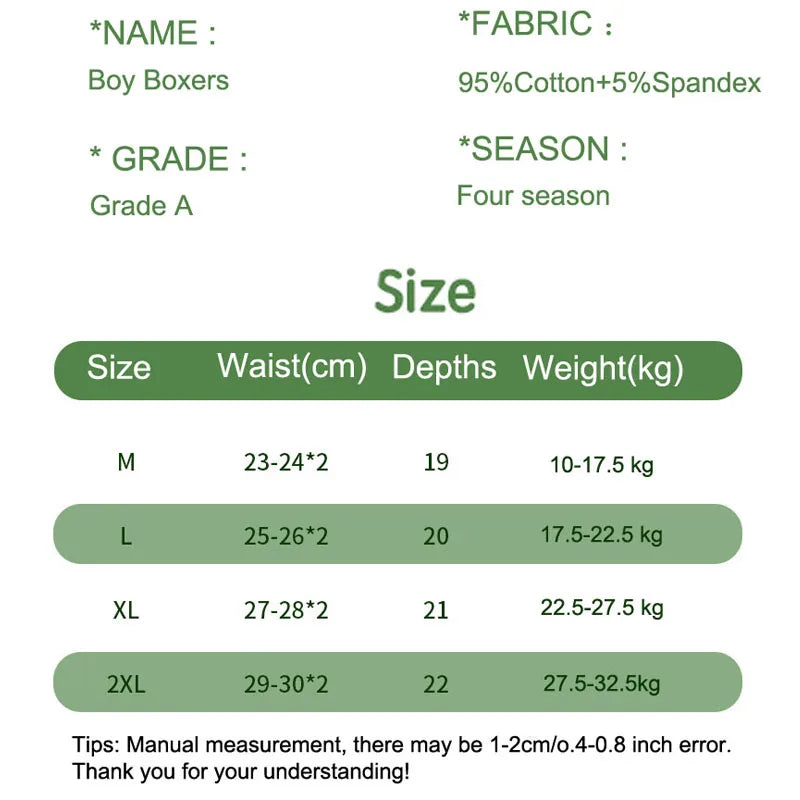 4/8 Pcs Soft Breathable Comfortable Boys Boxers Briefs High Quality Cotton Children Boxer Shorts Various Patterns Kids Underwear