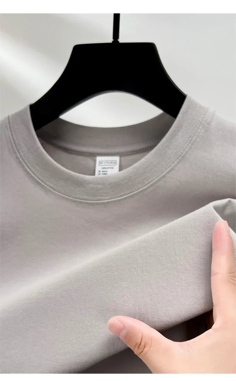 Summer  100% Pure Cotton Men's Short Sleeve Round Neck Fashionable Style Half Sleeved Top Breathable T Shirt Short Sleeve