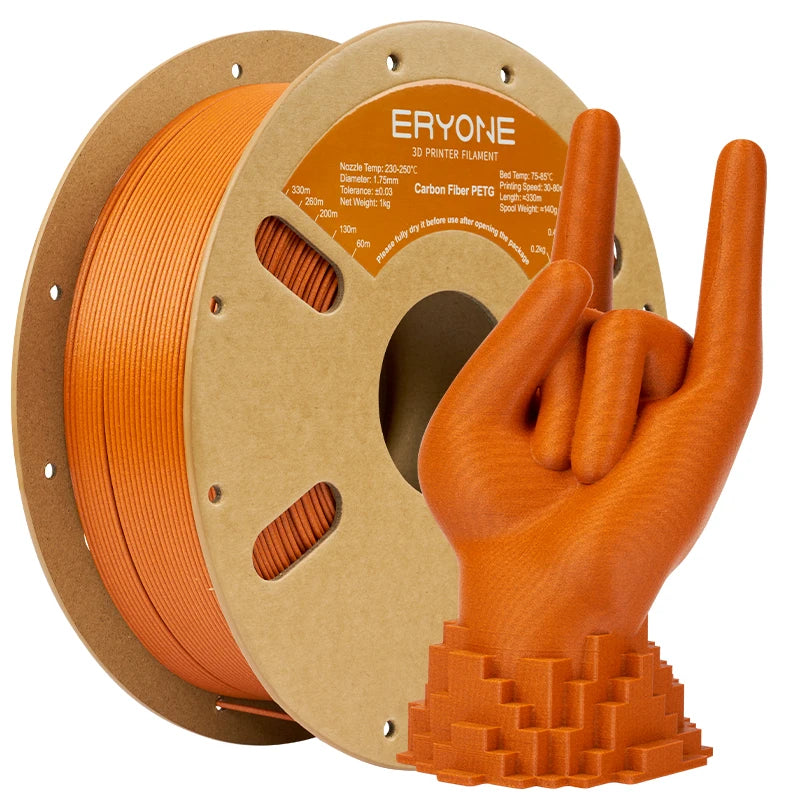 ERYONE PETG Carbon Fiber 3D Printer Filament 1.75mm 1KG ±0.03mm Precision - High Strength & Stiffness for FDM Printers
