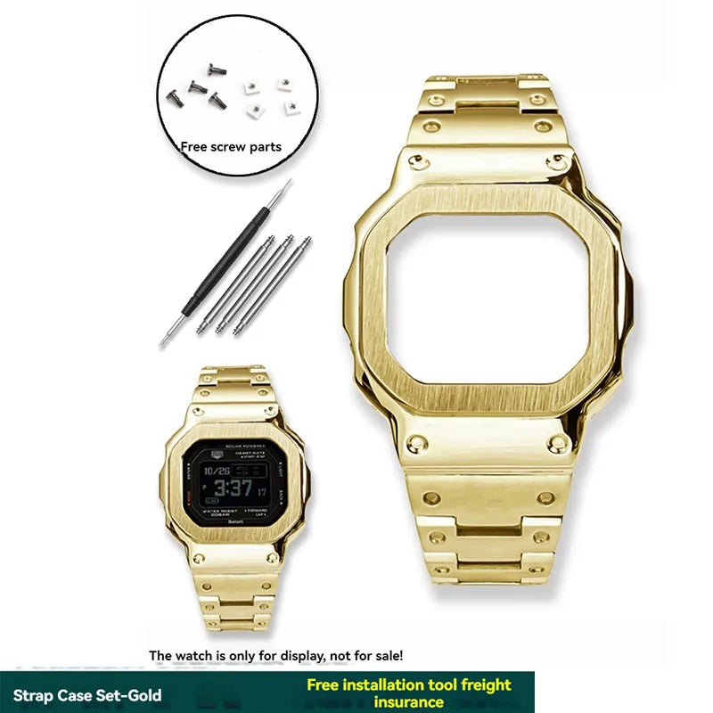 For Casio SHOCK Heart Rate Square DW-H5600 DW H5600 Stainless Steel Case Men's Stainless Steel Watch Strap Bezel Watchband Shell