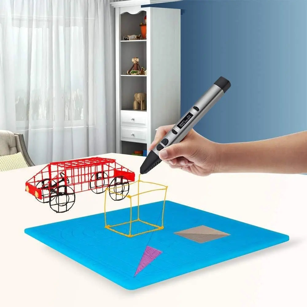 3D Printing Drawing Pen Silicone Design Pad with Basic Stencil Comes with 2 Silicone Finger Cots Excellent 3D Pen Drawing Tool