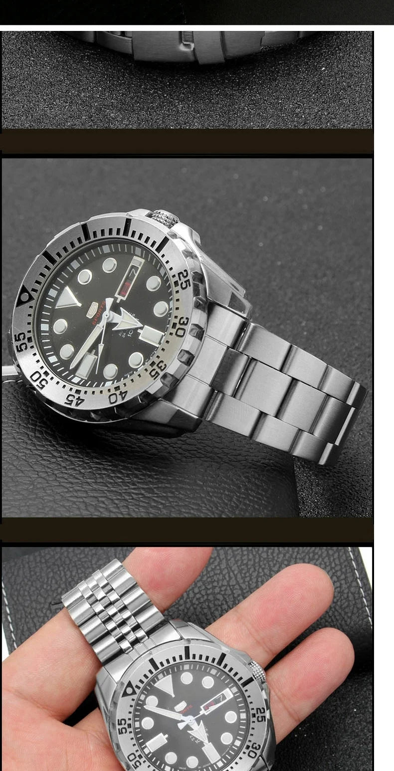 For Seiko No.5 Solid Stainless Steel Band 20mm 22mm Men's Sports Strap SKX007 SKX009 SRPD63K1 SKX175 Jubilee Curved End Bracelet