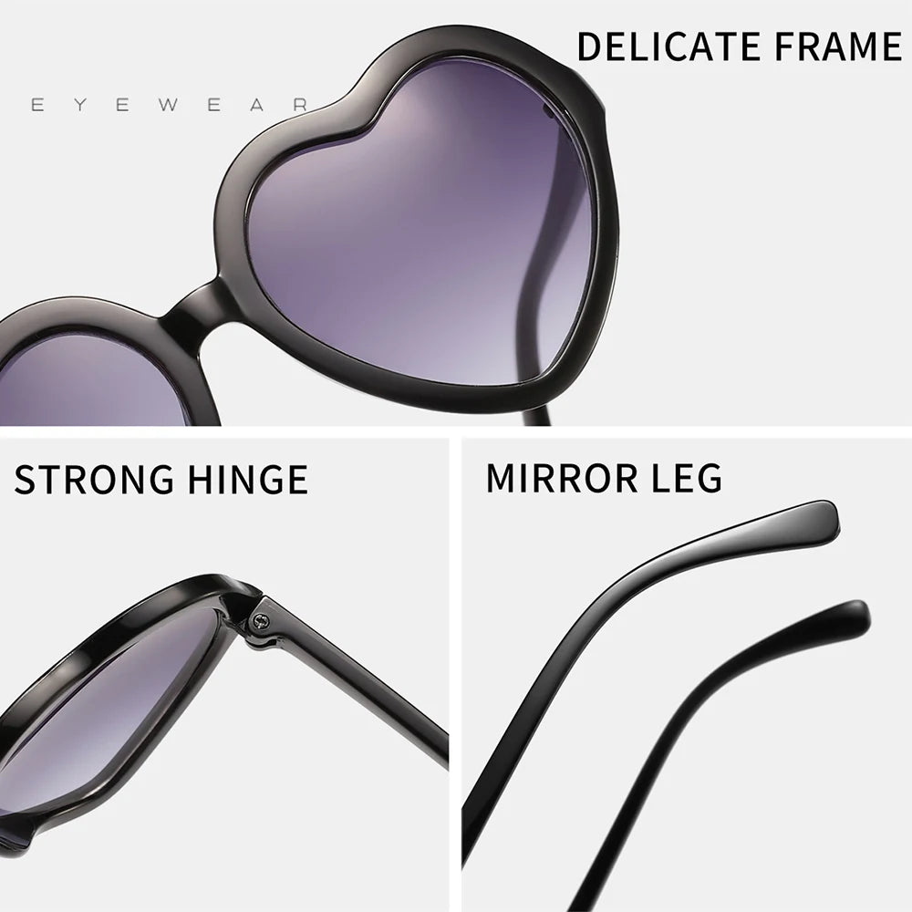 Stylish Kids Heart Sunglasses Large Frame Cute Eyewear For Boys Girls Baby Toddler 0-12 Years UV400 Protection Outdoor Shades