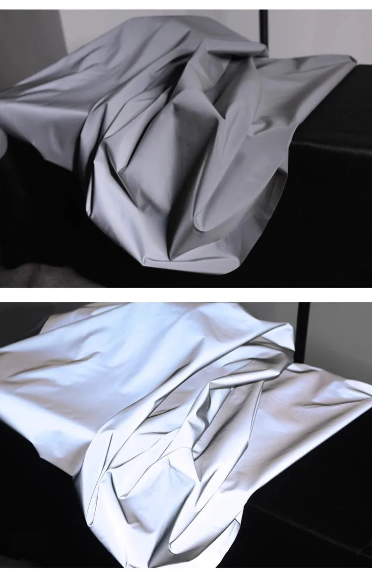Noctilucent Reflective Fabric Silver By The Meter for Coats Down Jacket Sewing Fashion Designer Cloth Diy Textile Textured Silky