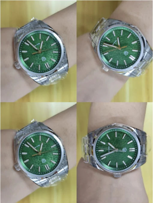 Watchdives New WD0003B ‌Aventurine Dial Watch VH31 Sweep Movement Sapphire Crystal Luminous 100m Waterproof 36mm Vintage Watche