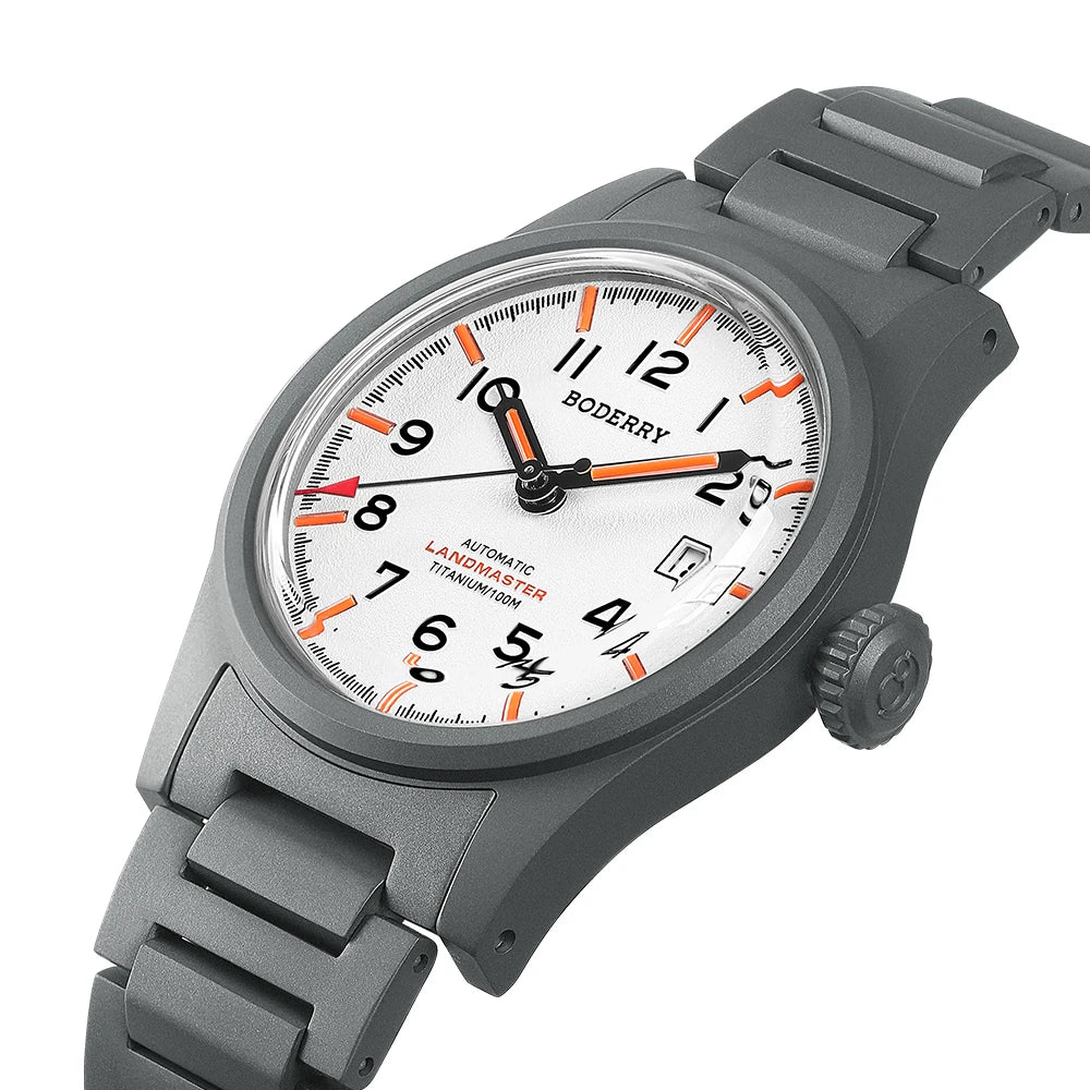 Boderry LANDMASTER Field Watches Titanium Automatic For Seiko Movement Sport 100M Waterproof Outdoor Dive Wristwatch Mens