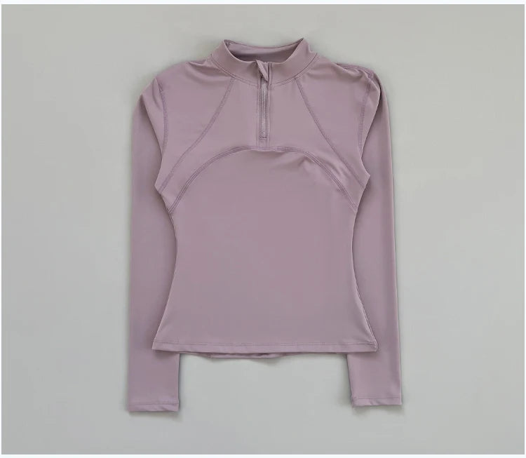 Outdoor running women's sports top Spring and Autumn new yoga suit half zipper slimming fitness training long sleeved women