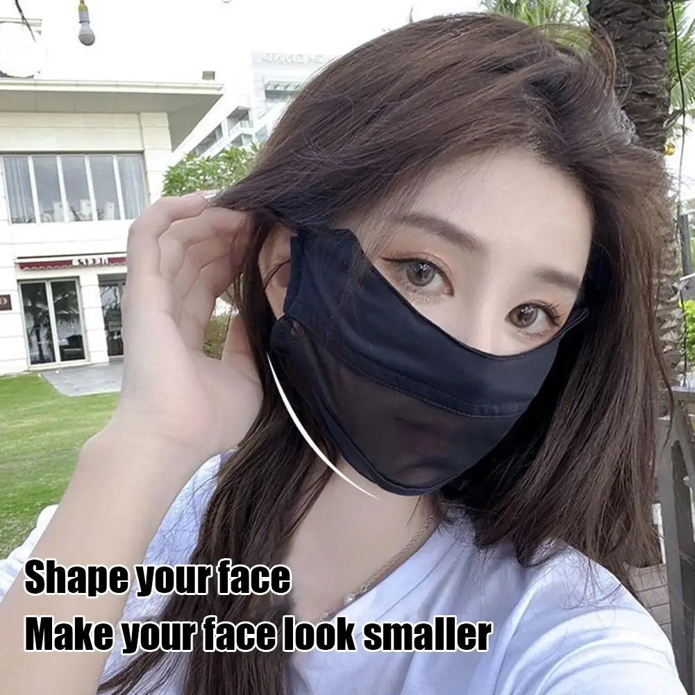 Summer Ice Silk Face Mask Women Cool Breathable Mesh Sunscreen Cover UV Shield for Outdoor Riding Driving Fishing Sport Masks