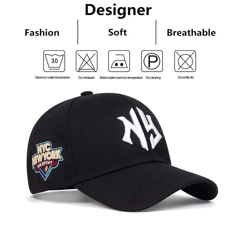 Unisex Letter NG Embroidery Side NYC NEW WORK Baseball Caps Spring and Autumn Outdoor Adjustable Casual Hats Sunscreen Hat