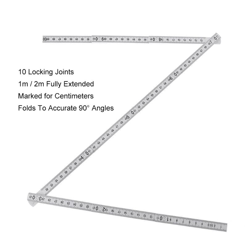 Folding Ruler Metric Measurements Lightweight Composite Construction Ruler 1M 2M for Craftsman Carpenters  EDC Tool Accessories