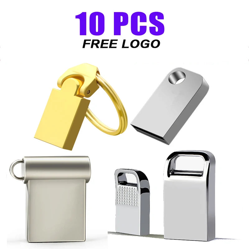 10PCS Mini USB Flash Drives Business Gifts Memory Stick 4GB 8GB Custom logo Pen Drive 16GB 32GB 64GB Waterproof Storage Devices