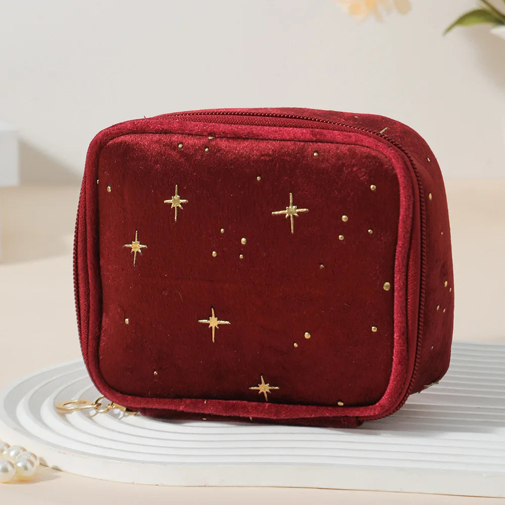 Mini Square Makeup Bag Women Portable Cosmetic Pouch for Lipstick Earphones Sanitary Napkins Storage