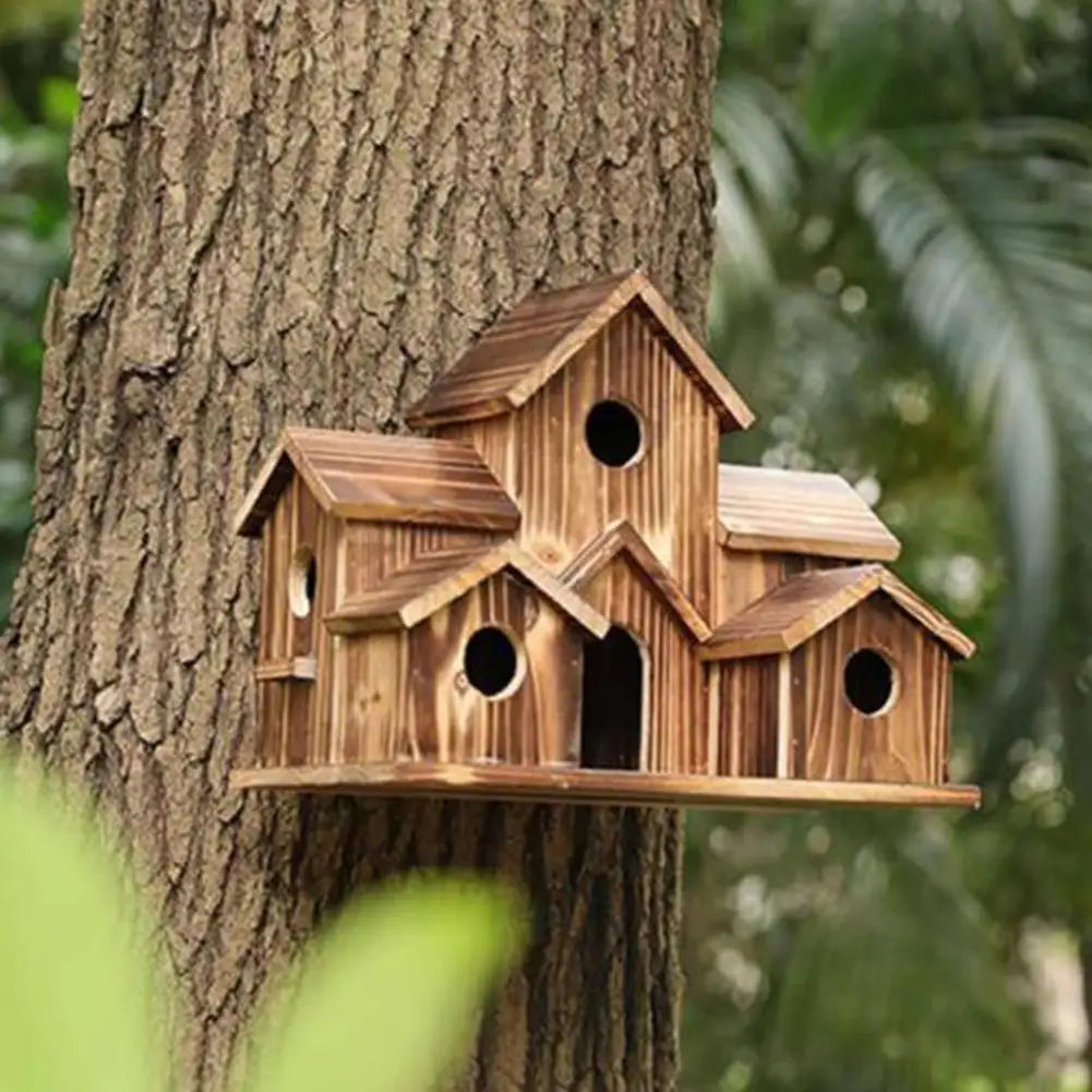 Bird Houses For Outside,Outdoor 5 Hole Bird House Room For 5 Bird Families Bluebird Finch Hanging Birdhouse For Garden