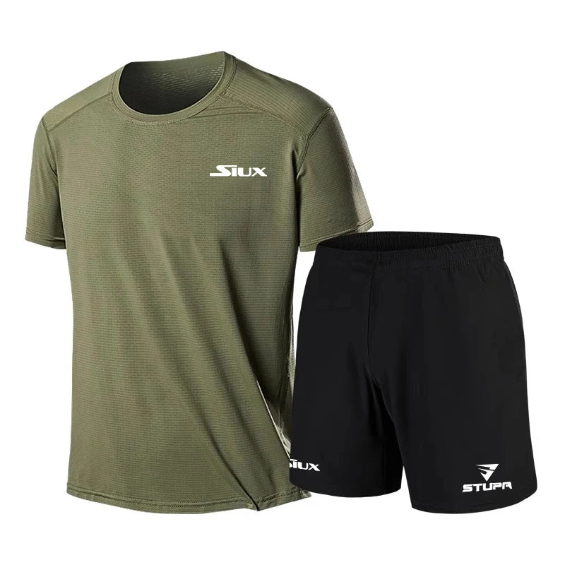 Summer Fashion Casual Brand Men's Sportswear Breathable Quick-drying Shirt, Shorts, Two-piece Set Of New Tennis Training Clothes