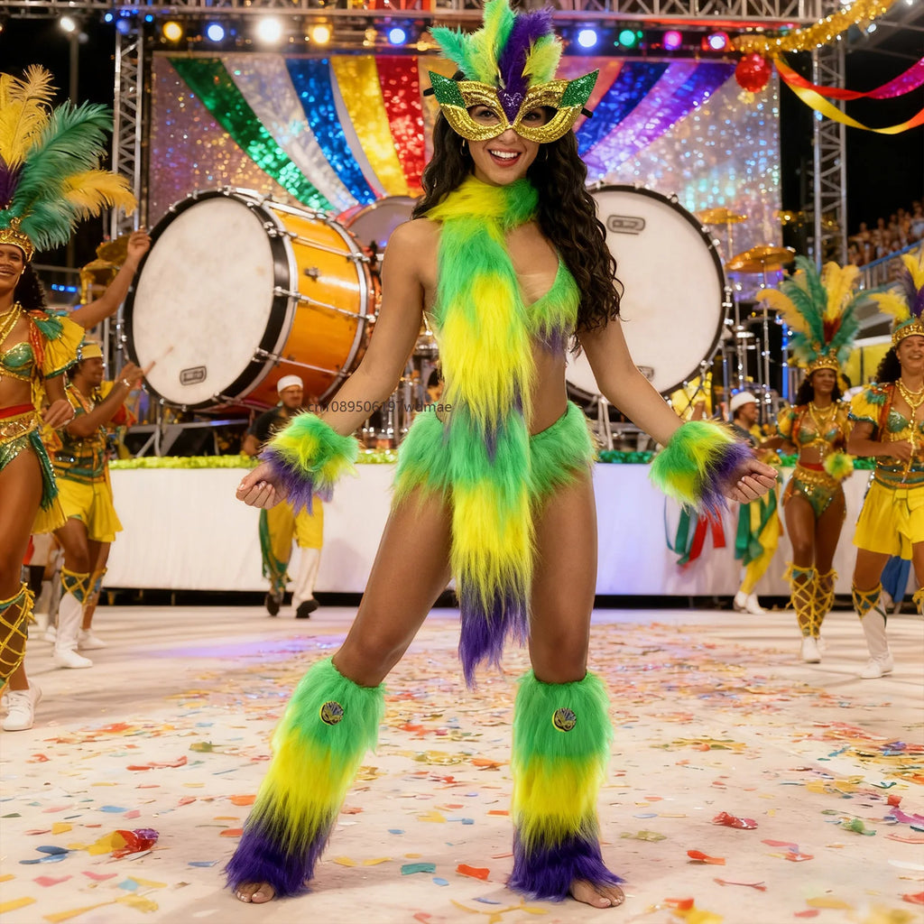 Carnival Costume Accessories Festive Face Covering Gloves Leg Warmers and Scarf Cosplay MardiGras Outfit Holiday Party