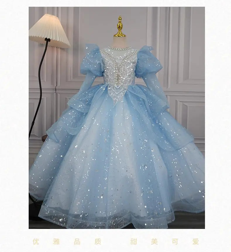 Children's Formal Dress Princess Dress High-end Birthday Girl Evening Dress Flower Girl Wedding Little Girl Piano Performance Dr