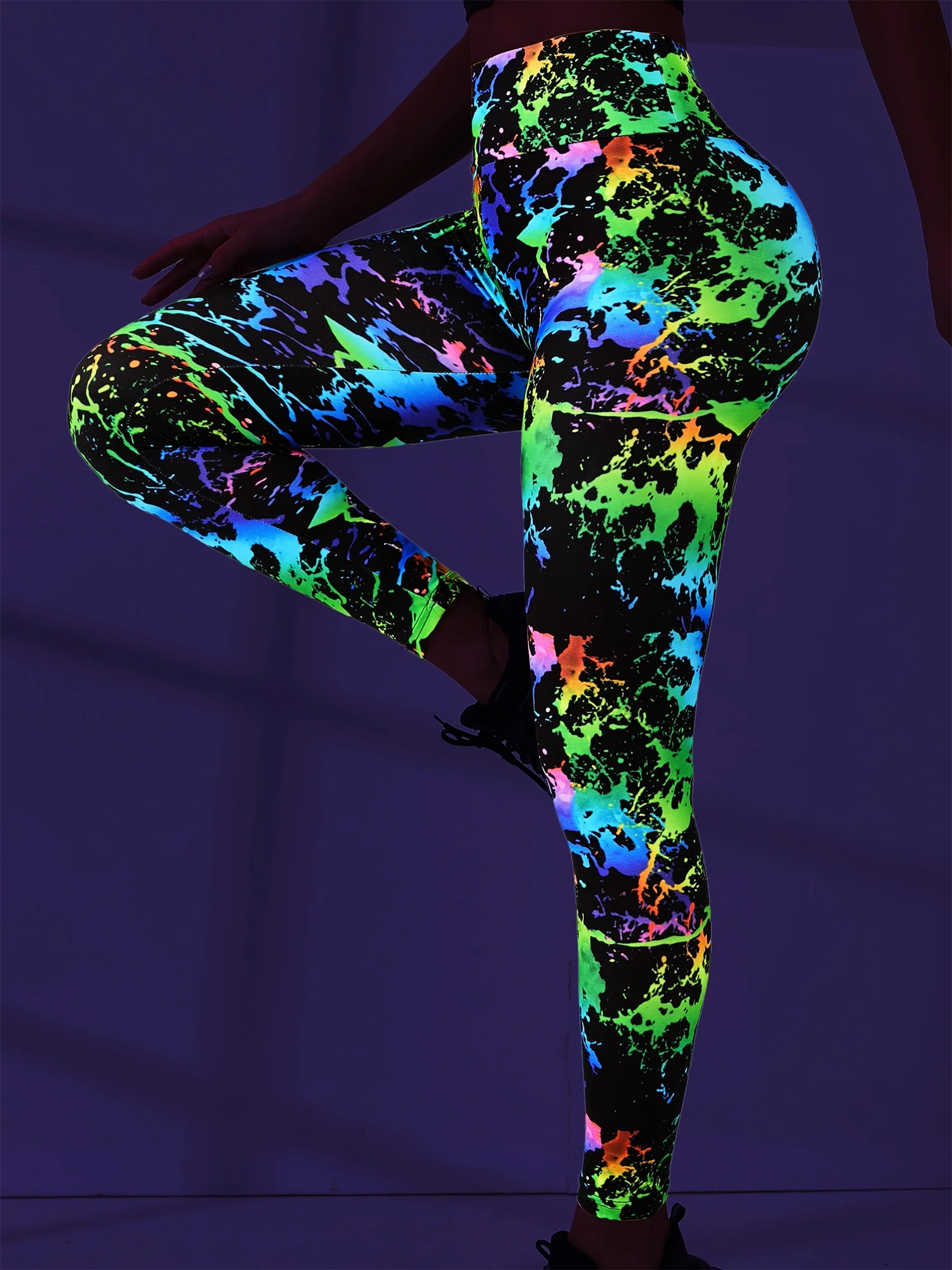 Digital Printing 3D Fluorescent Quick-drying Breathable Fitness Pants Show Slim Hip Lift Leggings Yoga Pants Plus-size
