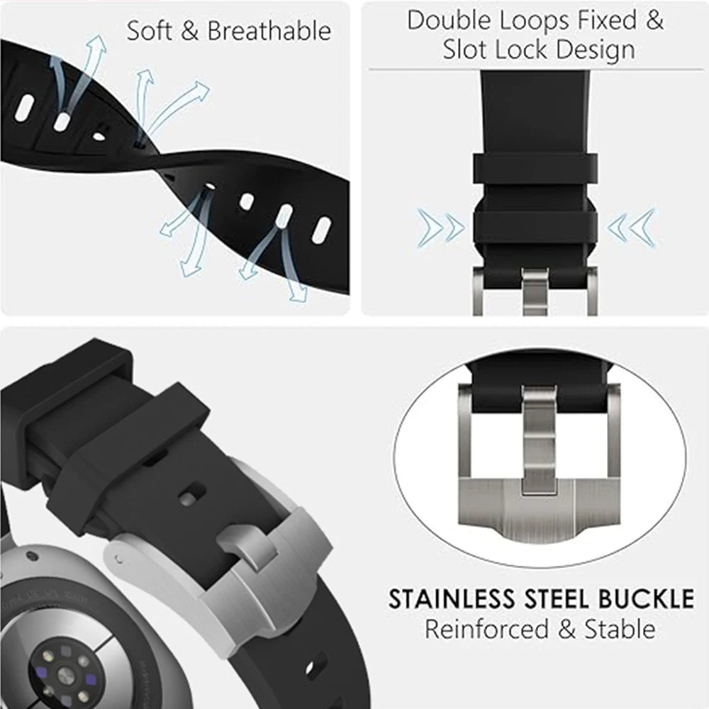 Luxury Sports Rubber Band for Samsung Galaxy Ultra Watch 47mm Curved End Silicone Strap for samsung ultra 7 47 47MM Men Bracelet