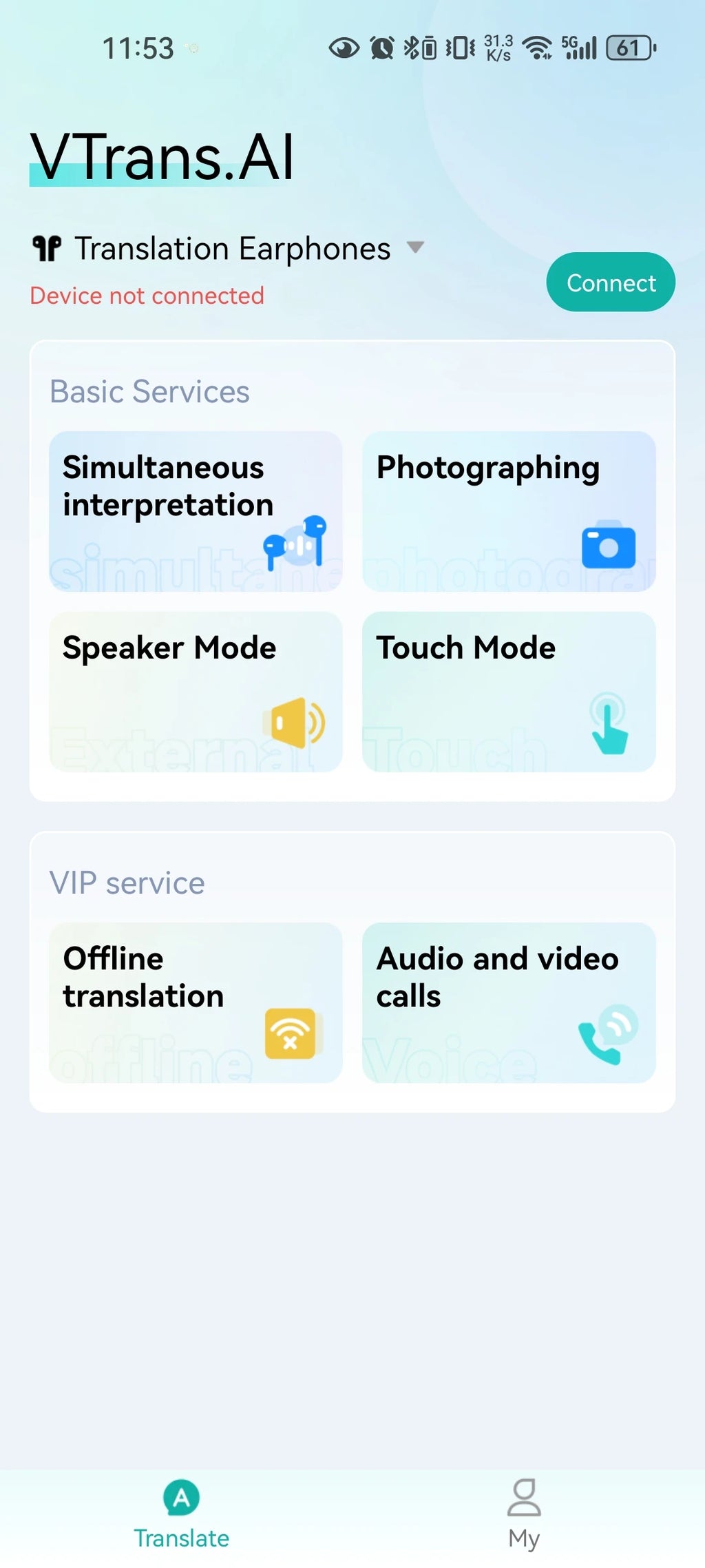 Language Translator Earbuds 150 Languages Two-way Real-time Translation Instant Voice Translator for Travel Learning Business