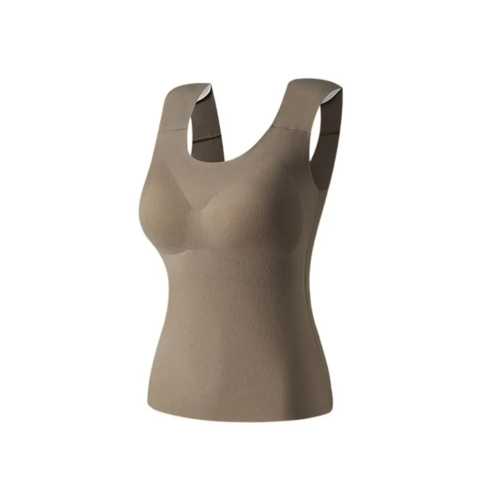 U-neck Right-angle Shoulder Vest Seamless Invisible Thermal Underwear Winter Autumn Sleeveless Underwear for Women