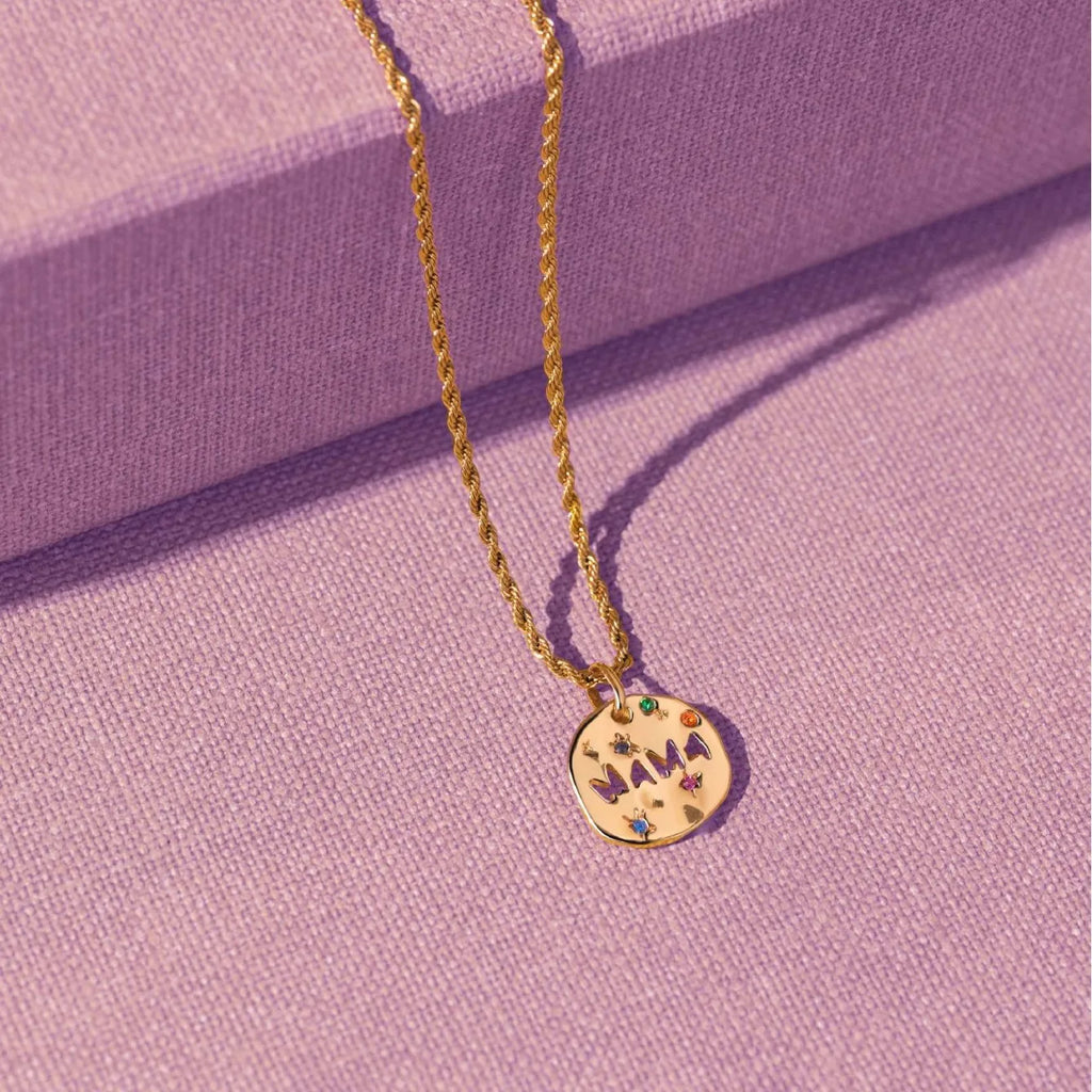 Mother's Day MAMA Necklace Gift Irregular Circular Guardian Pendant Necklace New Fashion Stainless Steel Necklace Accessory Gift