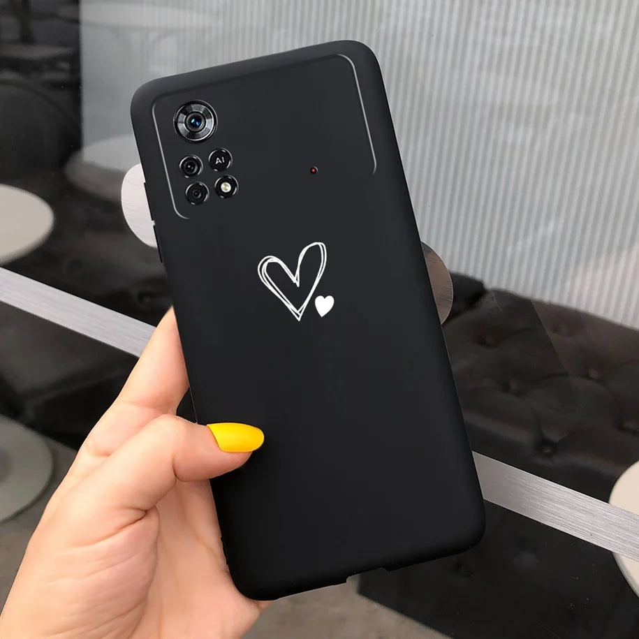Cute Love Heart Phone Case For Xiaomi Poco X4 Pro 5G Cover Soft Silicone Matte Funda For Xiaomi Poco X4 M4 Pro 4G 5G Bumper 2022