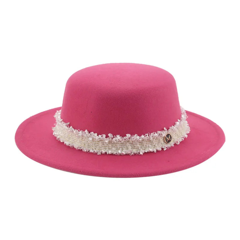 Hats for Women Fedoras Felted Hat Flat Dome Solid Band Luxury Elegant Fahsion Jazz Cap Women's Hat Women Hat Sombreros De Mujer