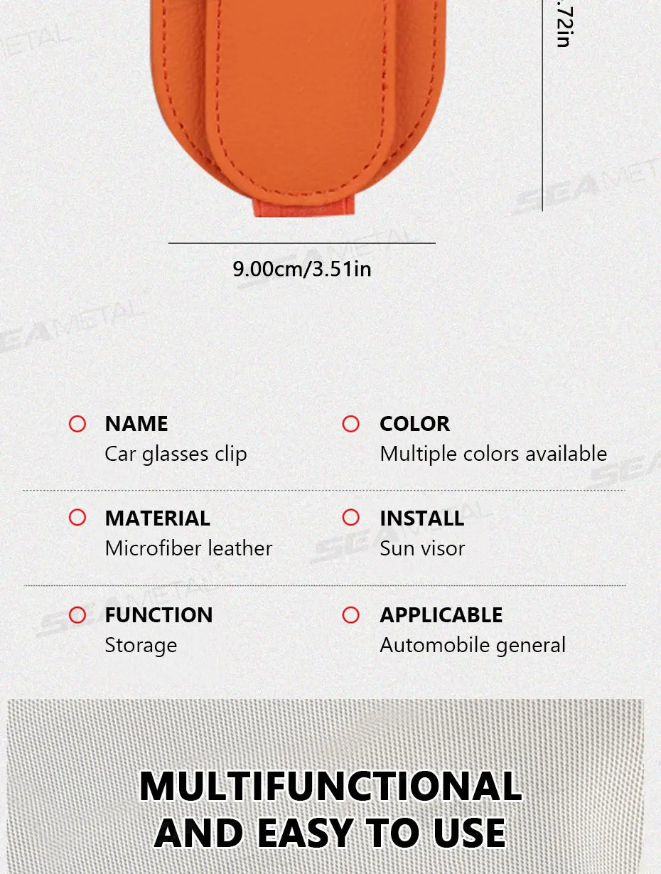 SEAMETAL Luxury Car Visor Glasses Clip Magnetic Wear-Resistant Sunglasses Holder 3 in 1 Auto Eyeglasses Clip with Card Holder