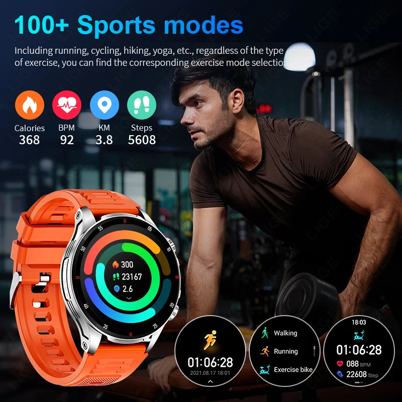 LIGE 2025 New Smart Watch Men Flashlight AI Voice Bluetooth Call 1.53" HD Sports Fitness Watches Health Monitor Smartwatch Women