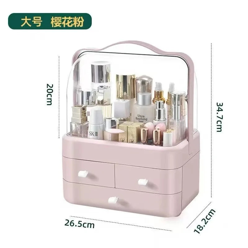 Cosmetics Storage Box Desktop Dustproof Makeup Vanity Large Capacity Premium Skincare Organizer Lipstick Storage Rack