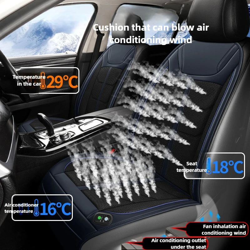 New Ventilated 12V 24V Cooling Car Seat Cushion Air Conditioned Heat Dissipation Ice Silk Pad Universal For Cars SUVs Trucks