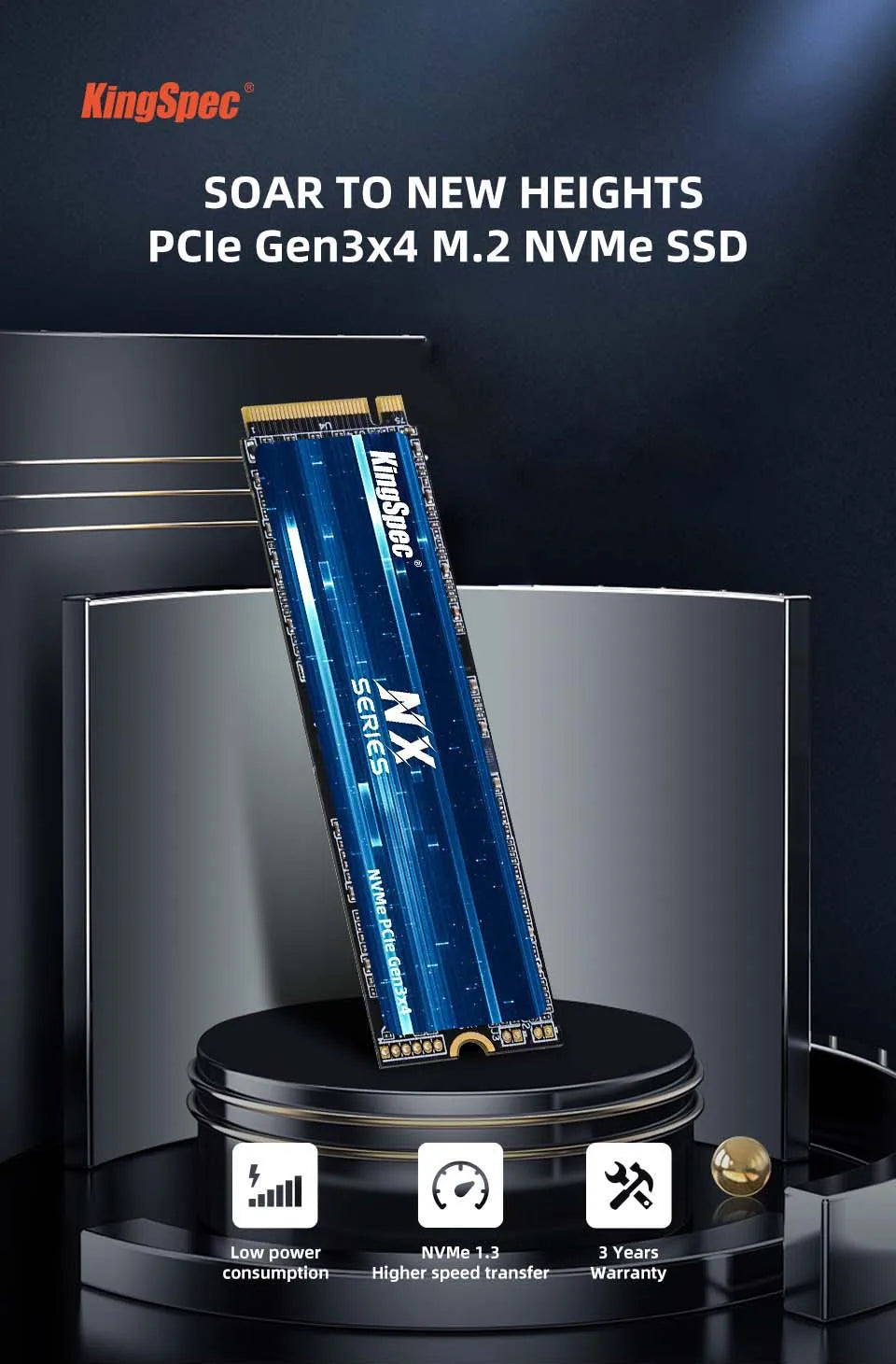 KingSpec M2 NVME SSD 128GB 256GB 512GB 1TB 2TB Ssd Speed 3400MB/s M.2 PCIe 3.0 Disk Solid State Drives NVME for Notebook Desktop